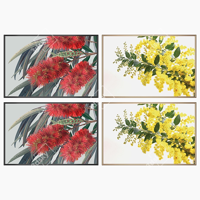 Modern Wall Art Set with Multiple Frames 3D model image 2