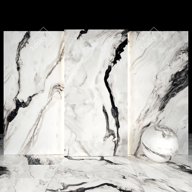 Regal Obsidian Marble Slabs and Tiles 3D model image 1