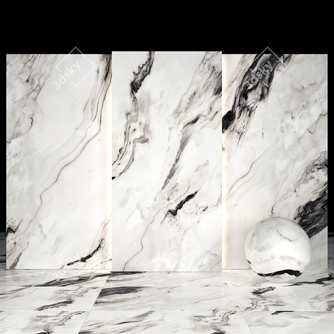 Regal Obsidian Marble Slabs and Tiles 3D model image 2