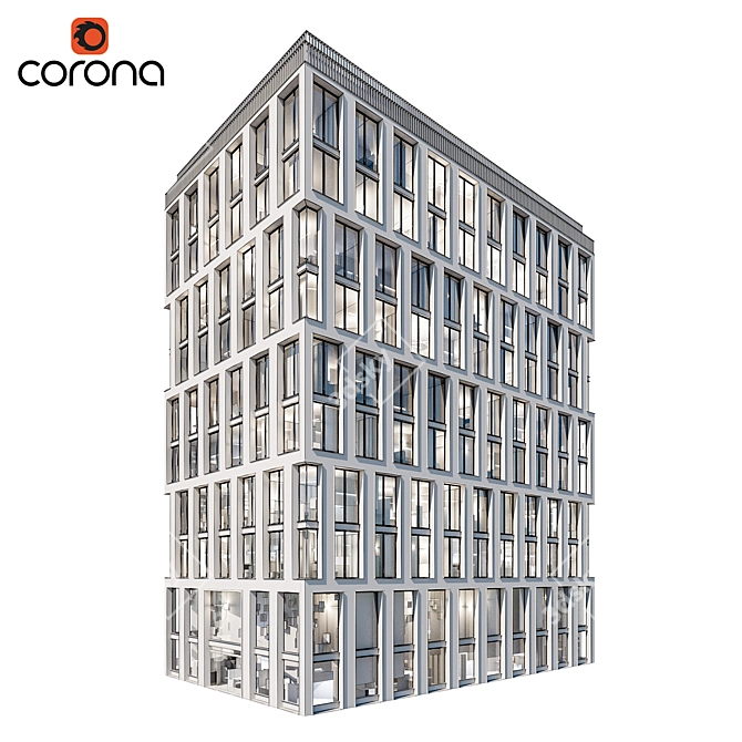 Sleek Office Building 3D Model 3D model image 2