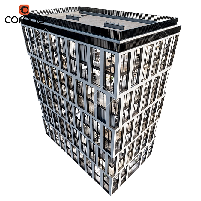 Sleek Office Building 3D Model 3D model image 3