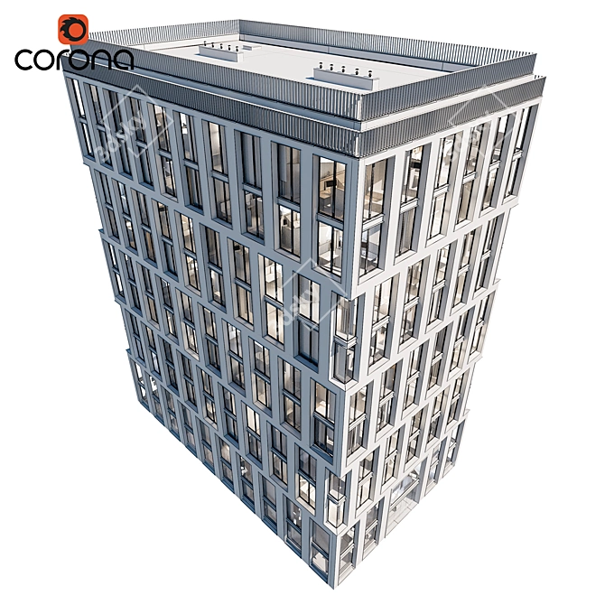 Sleek Office Building 3D Model 3D model image 4