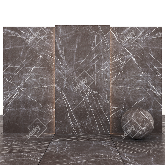 Glossy Gray Stone Texture - Versatile 7 Tile Set 3D model image 1