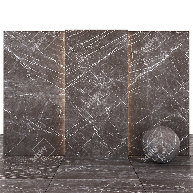 Glossy Gray Stone Texture - Versatile 7 Tile Set 3D model image 2