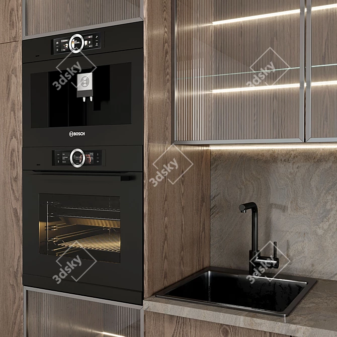 Modern Style Kitchen with Island 3D model image 2