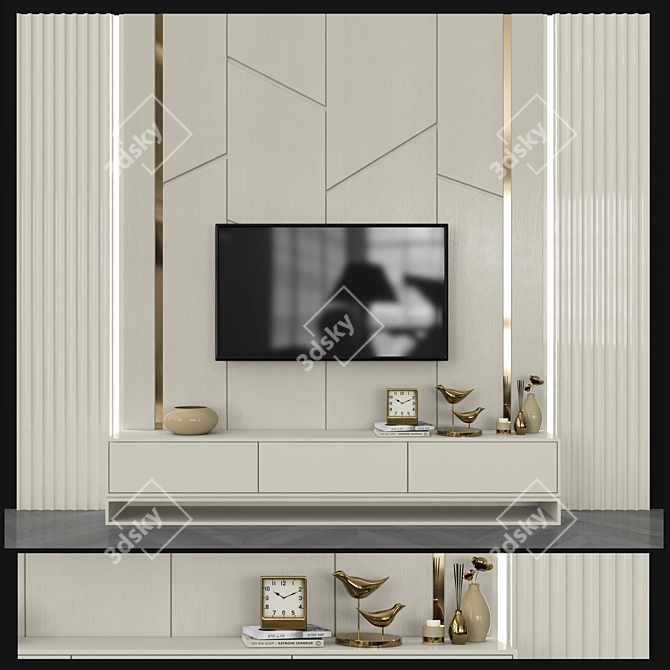 Sleek TV Wall Set22: Modern Design 3D model image 1