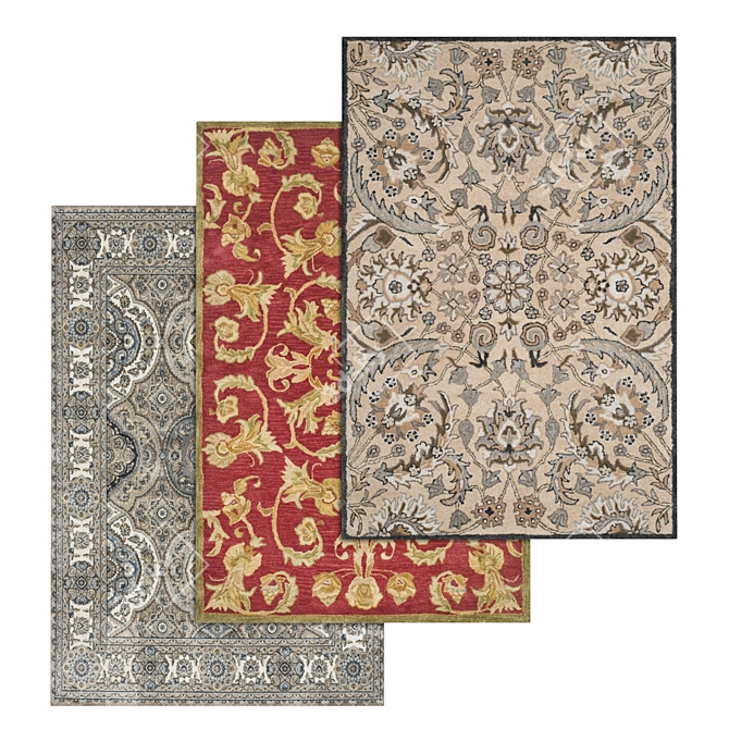 Luxurious Carpets Set: 3 High-Quality Textured Options 3D model image 1