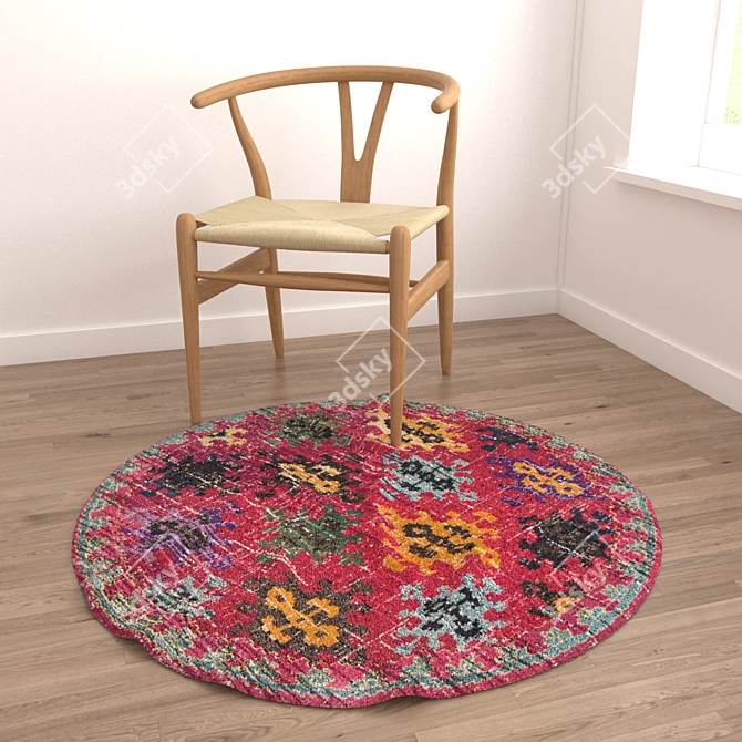 Round Carpets Set with VRayFur & Displacement 3D model image 4