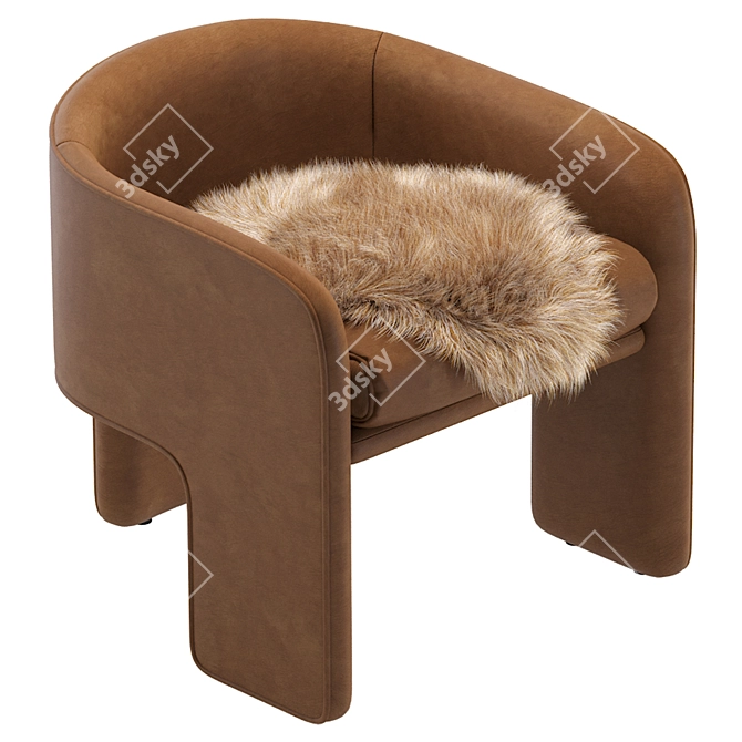 Modern Milo Baughman Leather Armchair 3D model image 4
