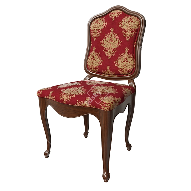 Elegant Wooden Chair with Fabric Upholstery 3D model image 2