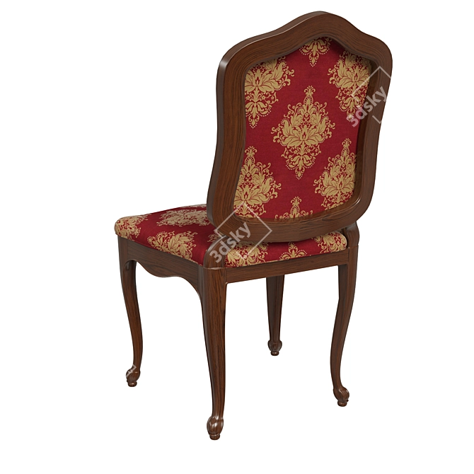 Elegant Wooden Chair with Fabric Upholstery 3D model image 4