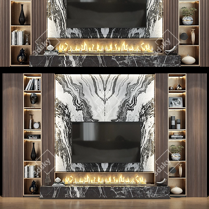 Modern TV Wall Set 3D model image 1