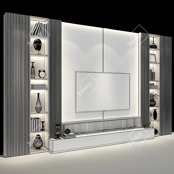 Modern TV Wall Set 3D model image 3