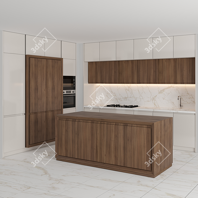 Modern Island Kitchen - High-Quality 3D Model 3D model image 1