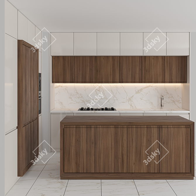 Modern Island Kitchen - High-Quality 3D Model 3D model image 2