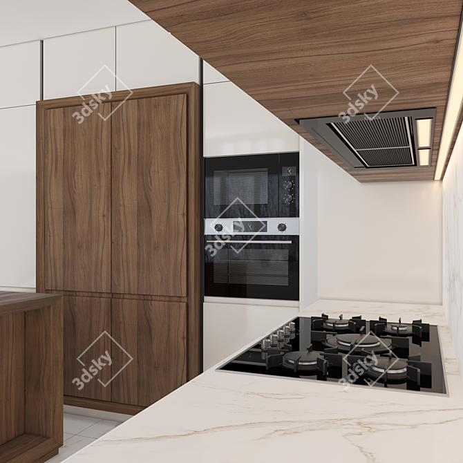 Modern Island Kitchen - High-Quality 3D Model 3D model image 3