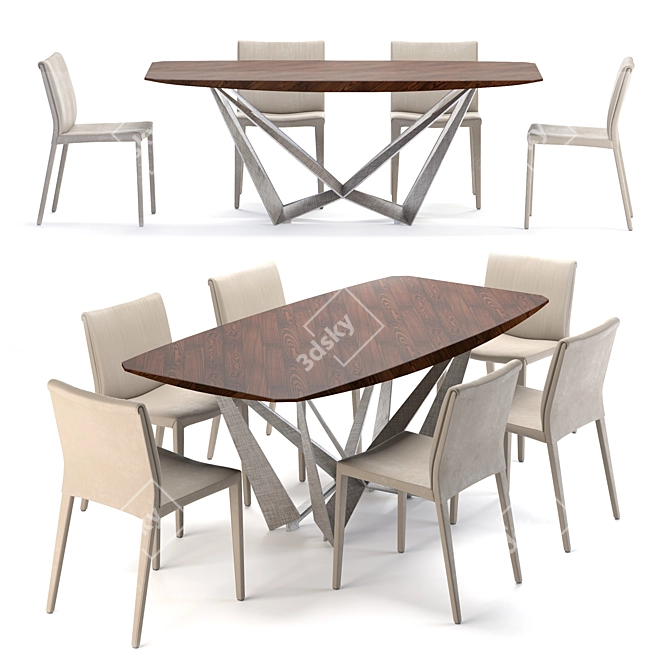 Elegant Cattelan Tavoli Table Set 3D model image 1