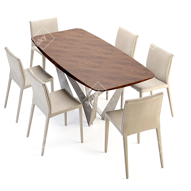 Elegant Cattelan Tavoli Table Set 3D model image 2