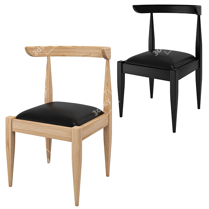 Minimalist Natural Ash Desk & Chair 3D model image 4