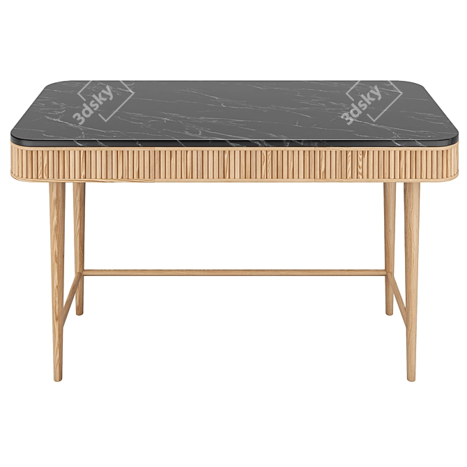 Minimalist Natural Ash Desk & Chair 3D model image 6