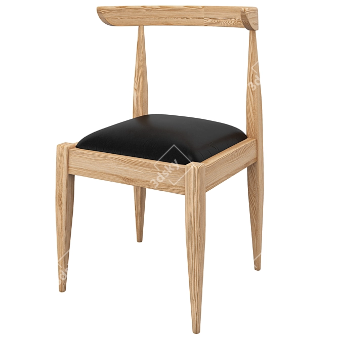 Minimalist Natural Ash Desk & Chair 3D model image 7