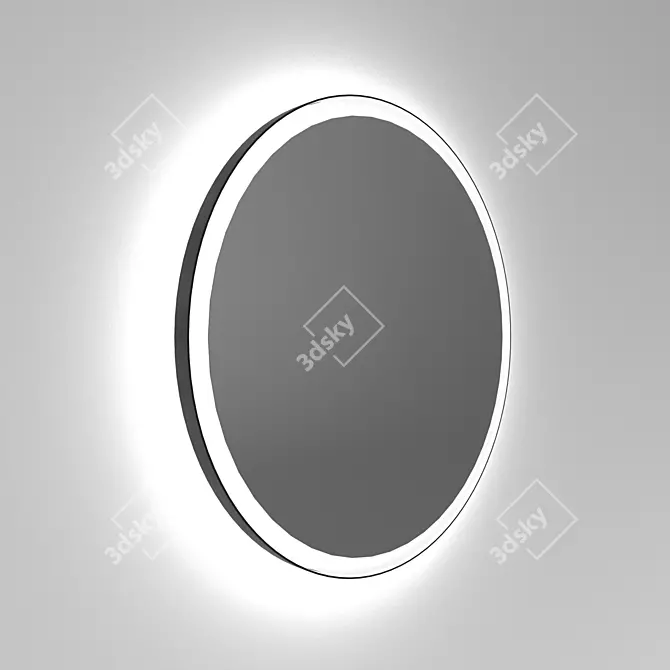 Illuminated Iron Saturn Round Mirror 3D model image 2