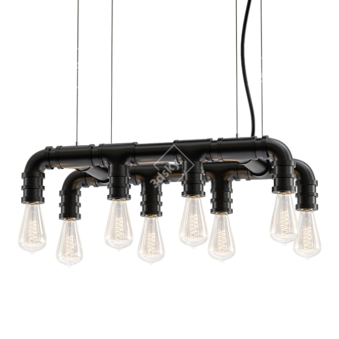 Industrial Pipe Pendant Light 3D model image 1