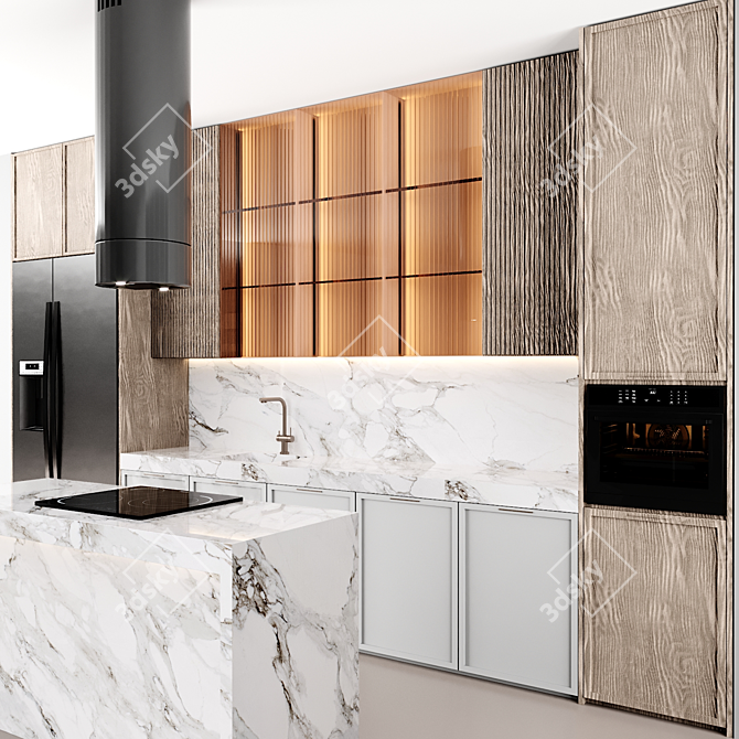 Modern Kitchen Interior Set 3D model image 2