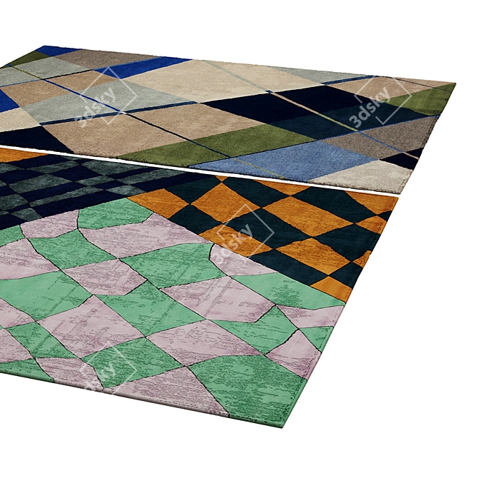 Modern Geometric Area Rug 3D model image 1