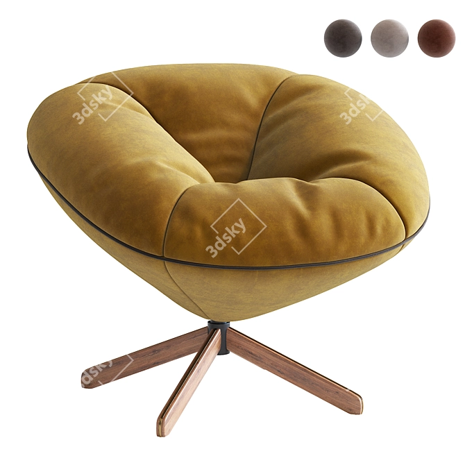 Tortuga Small Armchair: Elegant Comfort for Your Space 3D model image 1
