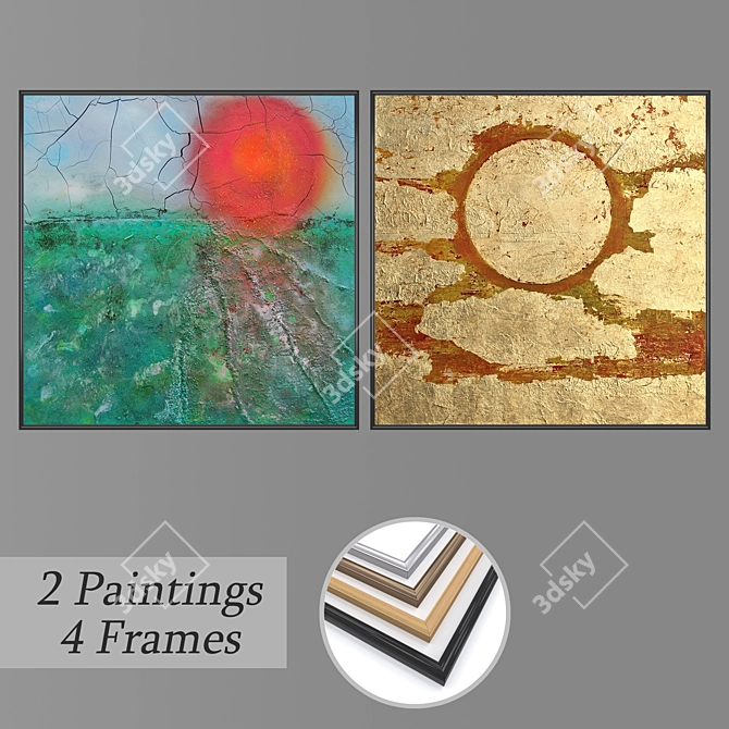 Elegant Wall Painting Set 3D model image 1