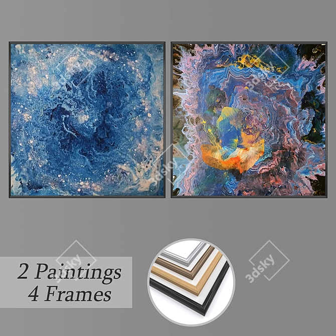 Modern Wall Art Set with Multiple Frames 3D model image 1