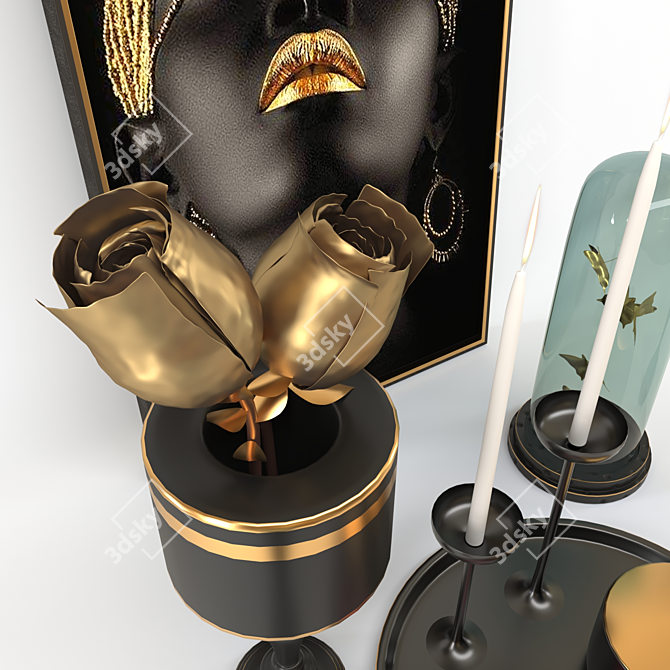 Elegant Decorative Vase Set 3D model image 2