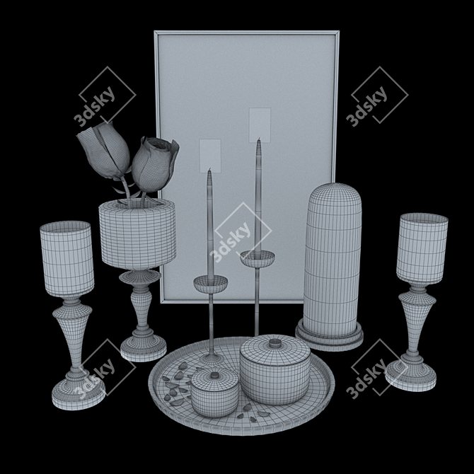 Elegant Decorative Vase Set 3D model image 4