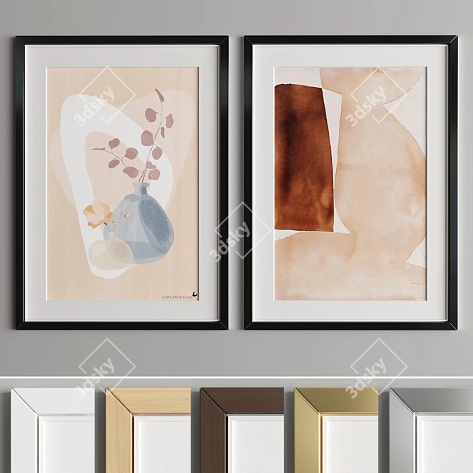 Elegant Art Frames with Multiple Materials 3D model image 3