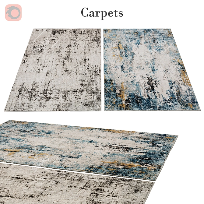 Luxurious Floral Print Area Rug 3D model image 1