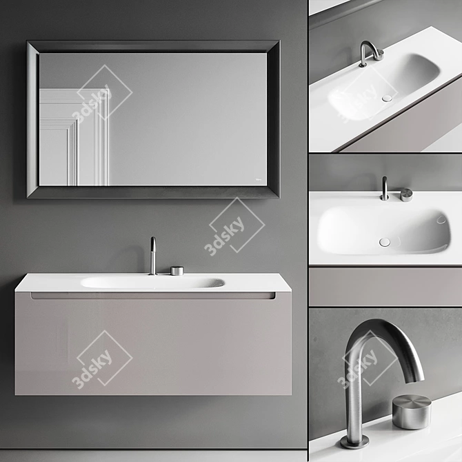 Modern Edge Vanity Unit Set 3D model image 1