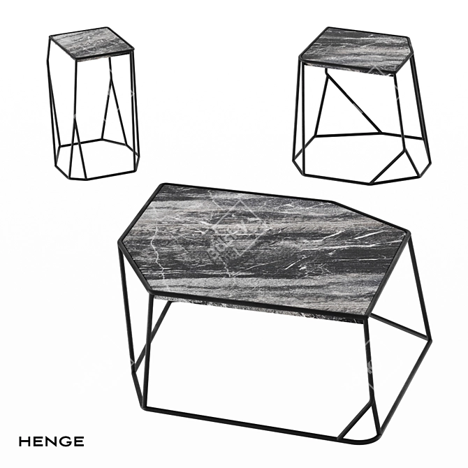 Henge W Table: Sleek Luxury Coffee 3D model image 1