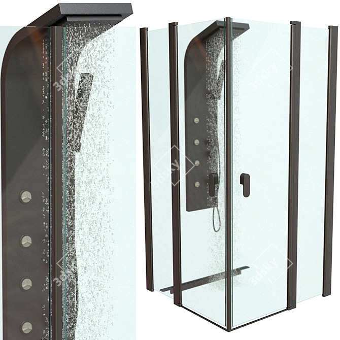 Ravak Chrome Shower Enclosures + Mixers Set 3D model image 3