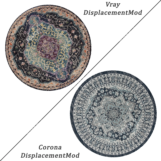 Round Carpets Set - Variety and Realism 3D model image 2