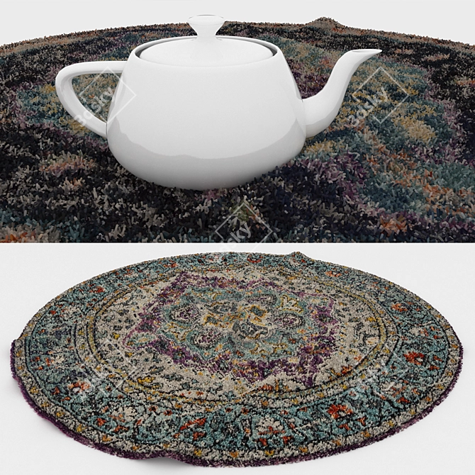 Round Carpets Set - Variety and Realism 3D model image 3