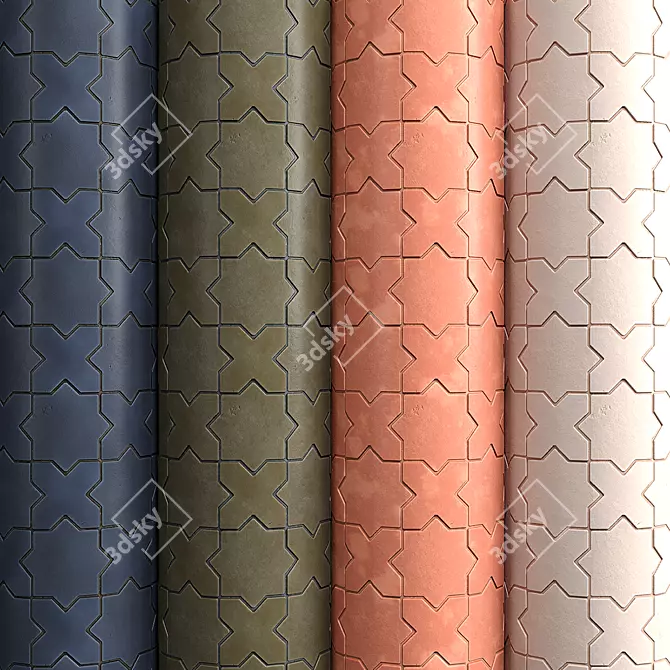 PBR Wall Tiles - 4 Materials 3D model image 1