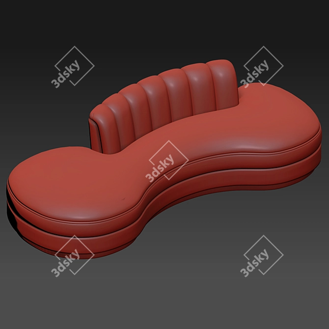 Luxury Chanel Tufted Curved Sofa 3D model image 2