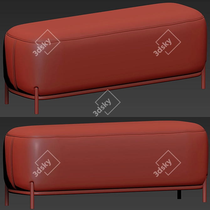 Elegant Hemlock Ottoman: Fabric & Velvet 3D model image 4