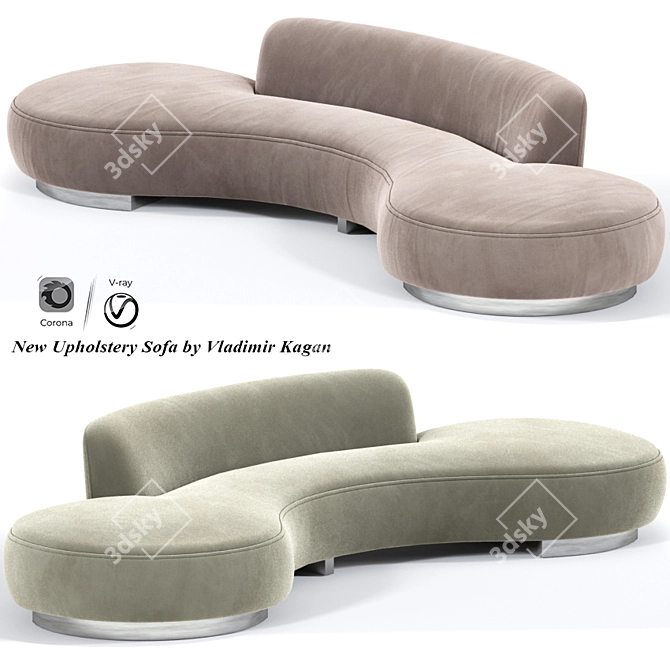 Modern Upholstery Sofa by Kagan: Sleek Design & Premium Comfort 3D model image 1