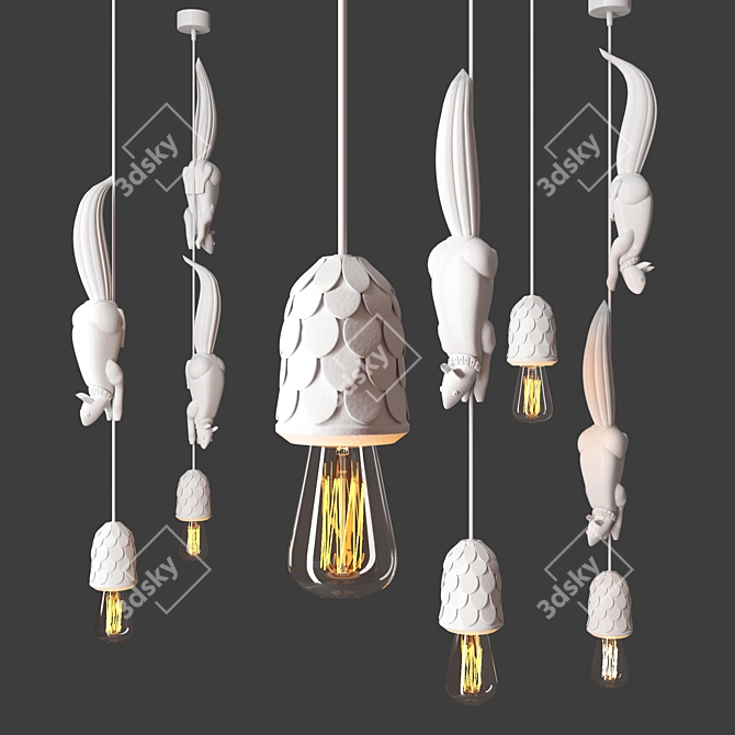 Sherwood e Robin: Ceramic Suspension Pendant Light 3D model image 1