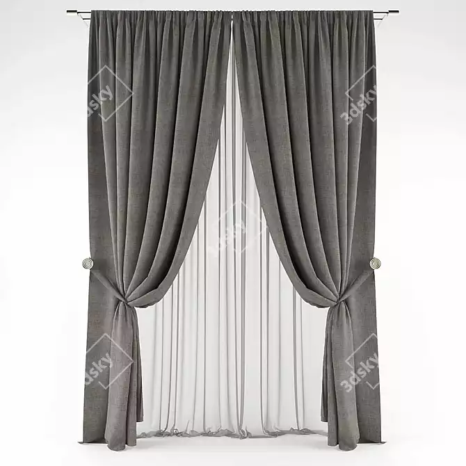 Polys - 117240 Verts - 118717: Sleek Curtain Set 3D model image 1