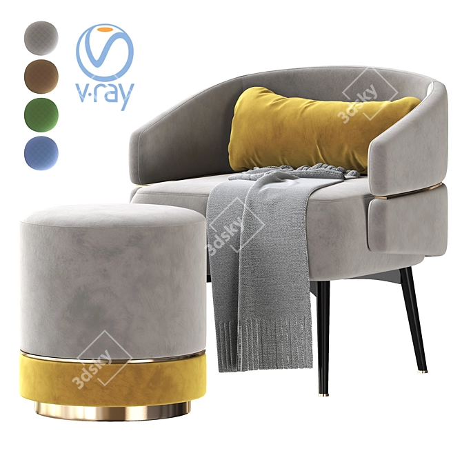 Frato Cario Armchair Parma Stool: Modern Comfort in Style 3D model image 1