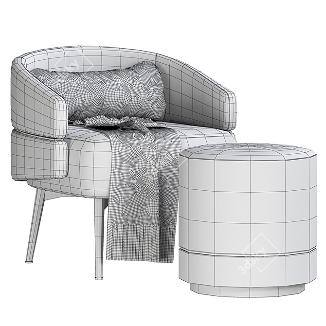 Frato Cario Armchair Parma Stool: Modern Comfort in Style 3D model image 5