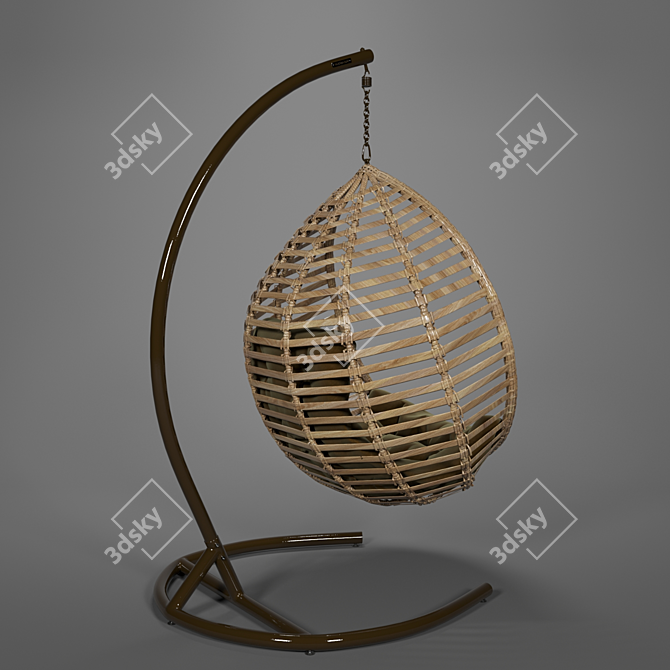 Eco-Rattan Steel Frame Hanging Chair 3D model image 4